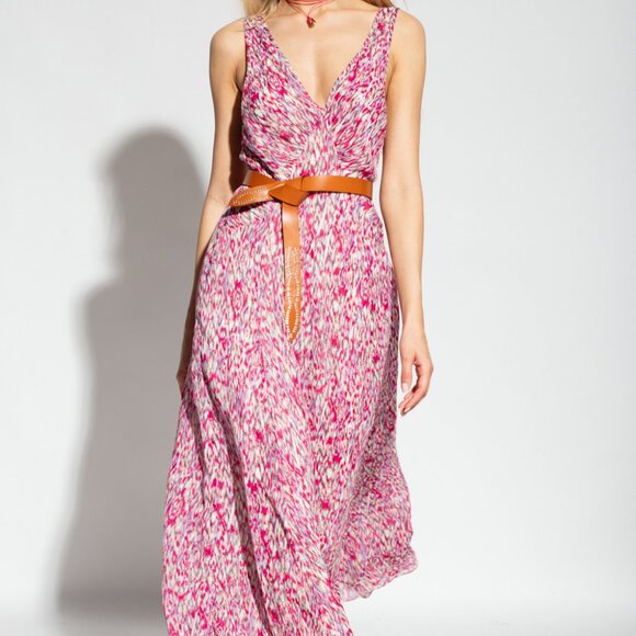 NWT$740 ISABEL MARANT ÉTOILE Dojali Sleeveless Printed Maxi Dress In Pink 40 (8)